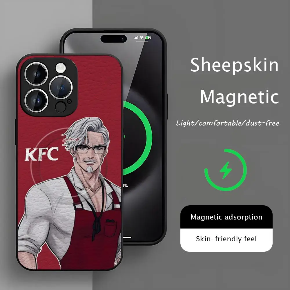 K-KFC chicken Brand design  Phone Case For iPhone 17 16 15 14 13 12 11 Plus Pro Max  High-end Luxury Magsafe Sheepskin view 2
