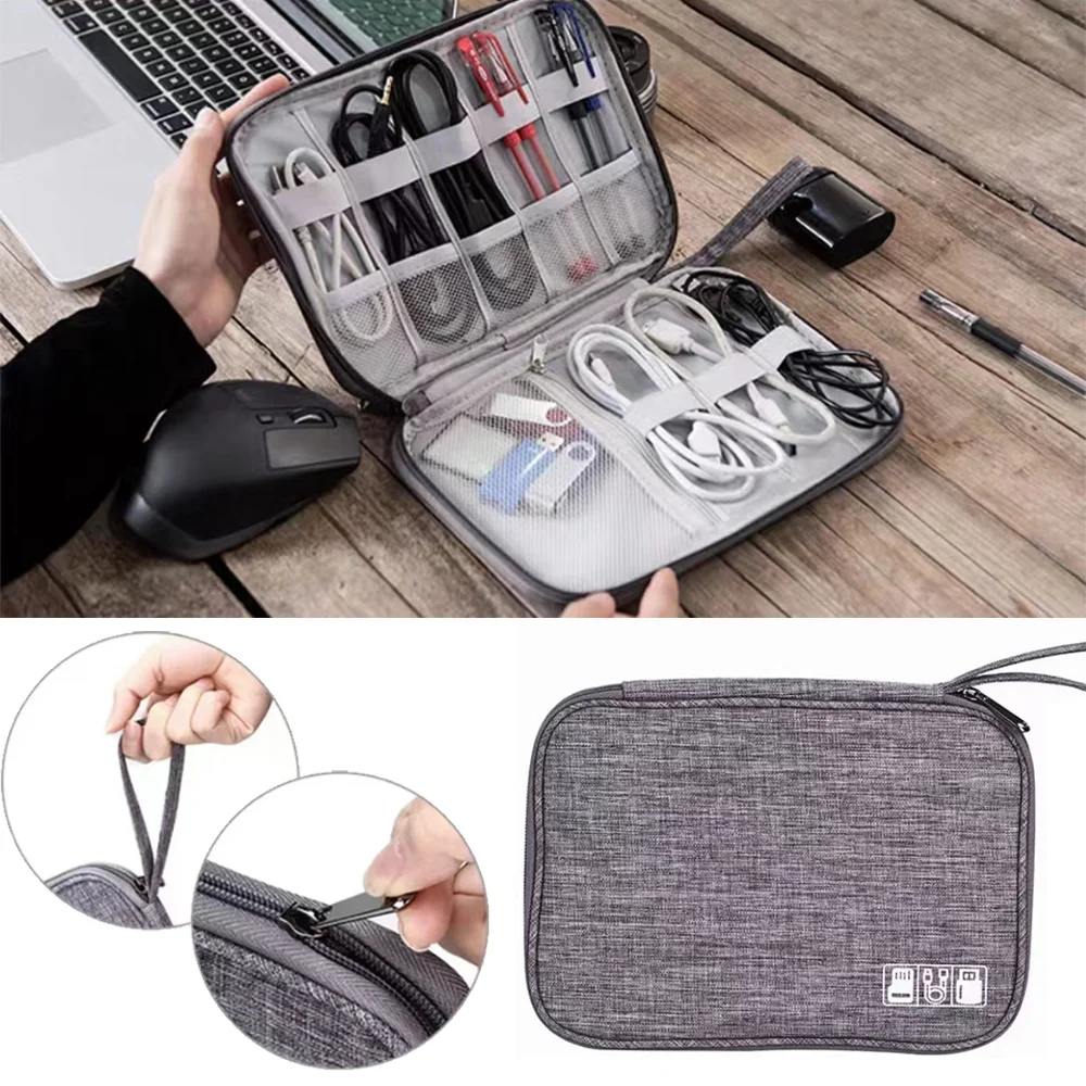 

Travel Cable Bag Portable Digital USB Gadget Organizer Charger Wires Cosmetic Zipper Storage Pouch Kit Case Accessories Supplies