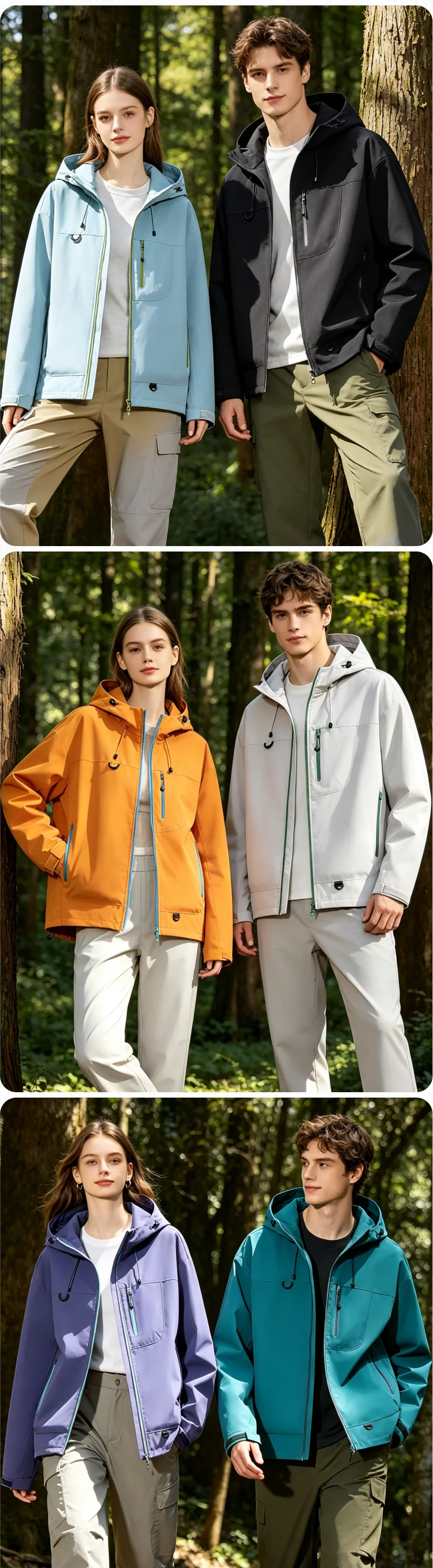 Wasserdichte Wanderjacken für Männer und Frauen, Sonnenschutz-Windbreaker, Camping-Kletterjacken, Unisex, mit individueller Stickerei, Text, DIY-Druck, Logo – Detail 4