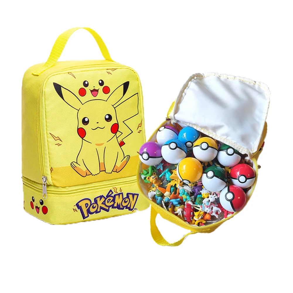 ポケモンアクションフィギュア子供用収納バッグ付きアニメフィギュアカワイイスタイルのボールpikachuゴーおもちゃ誕生日プレゼント144個
