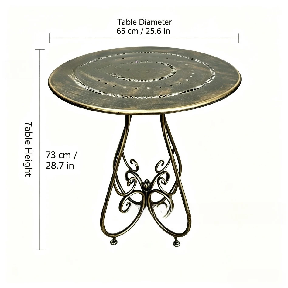 Retro bronze outdoor table and chair set, foldable round table and four chairs, courtyard garden balcony leisure table