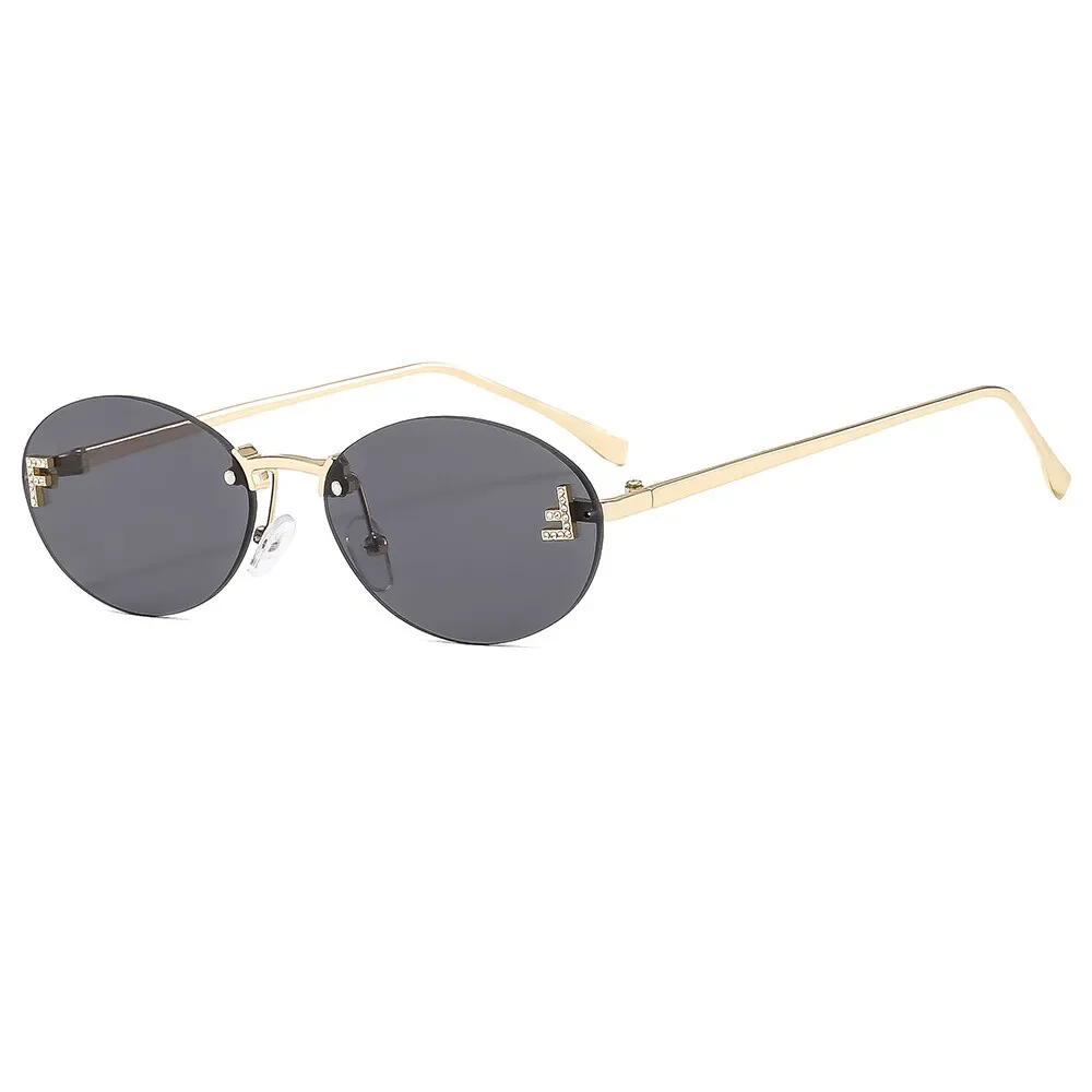 CCspace Luxus Marke Design Randlose Sonnenbrille Frauen Oval Retro Kleine Größe Metall Suneyeglass Im Freien Casual Urlaub Uv400 # 300371 8
