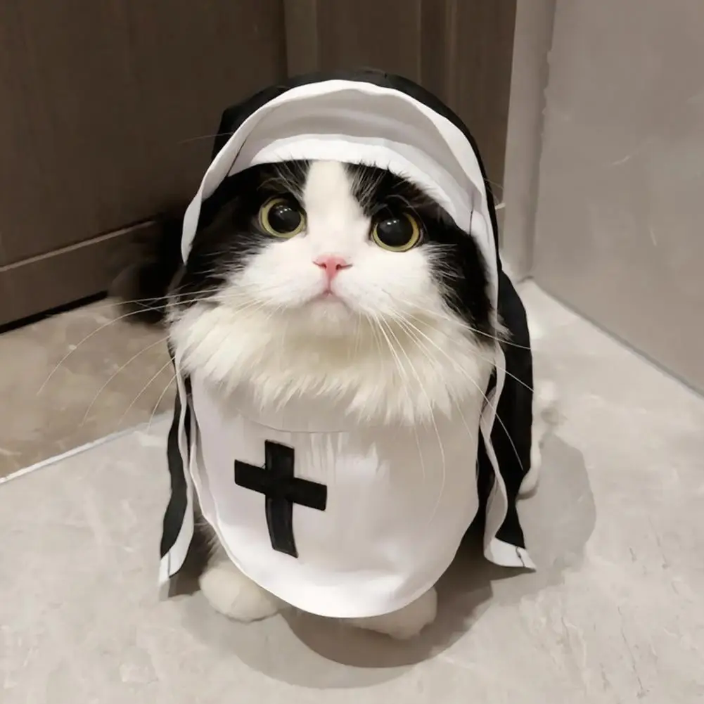 

Easy Pet Outfit Cute Cat Nun Costume Fun Pet Cosplay Outfit Small Medium Dog Cat Party Clothes for Festive Dress-up No Hair