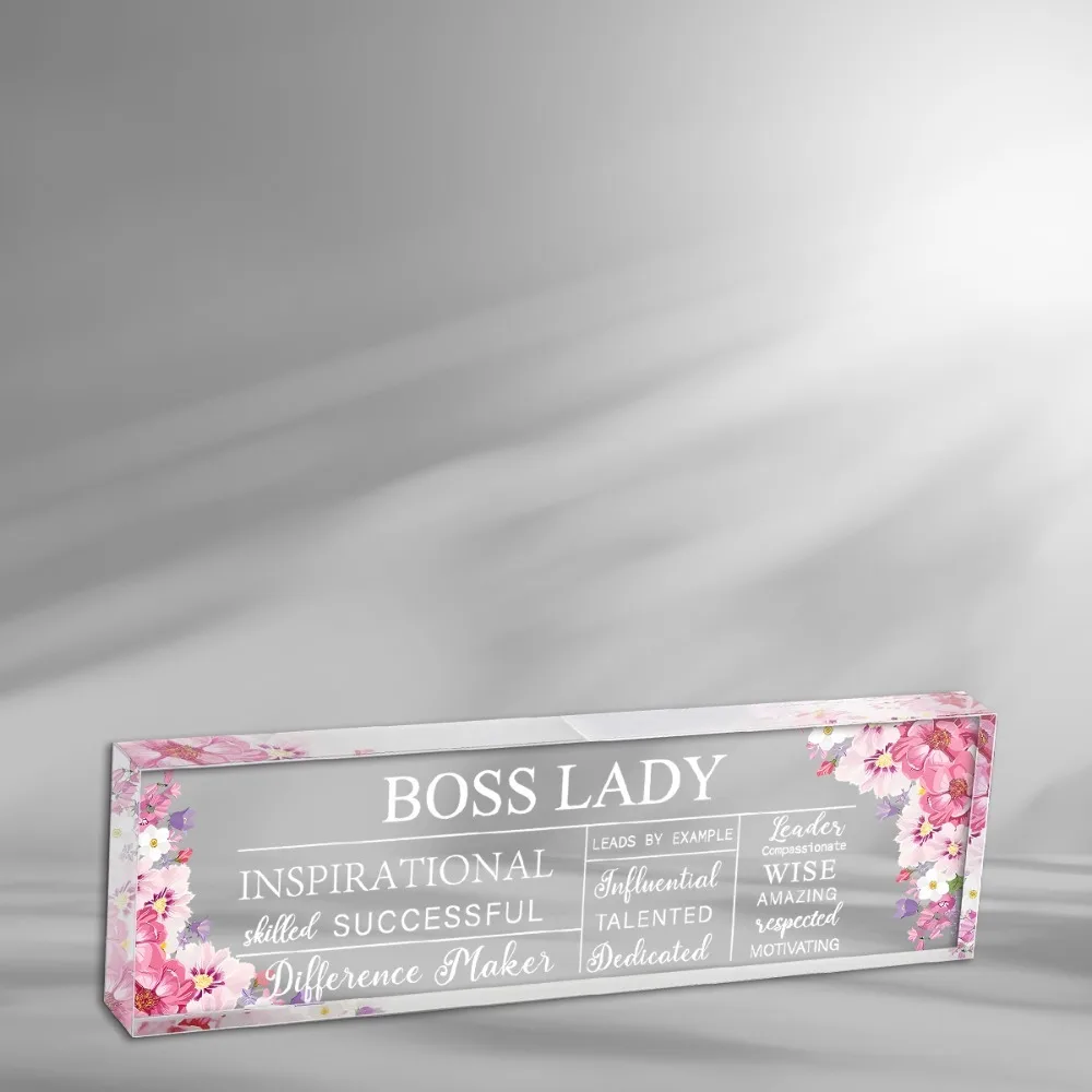 Women’s Office Acrylic Gift: Colorful Quote Decor, Female Leader Birthday/Thank You Gift