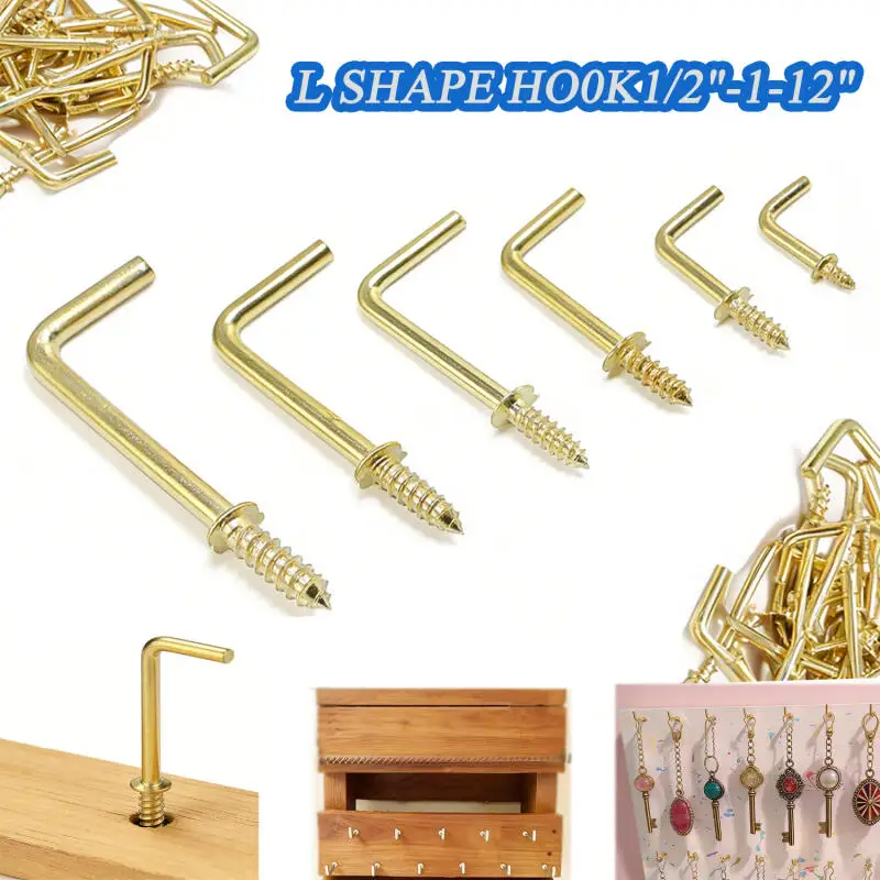 30/20/10pcs Golds Picture Frame Lamp Light Cabinet Plant Curtain Eyebolt Eyescrew Spirals Hanger L Cup Hook