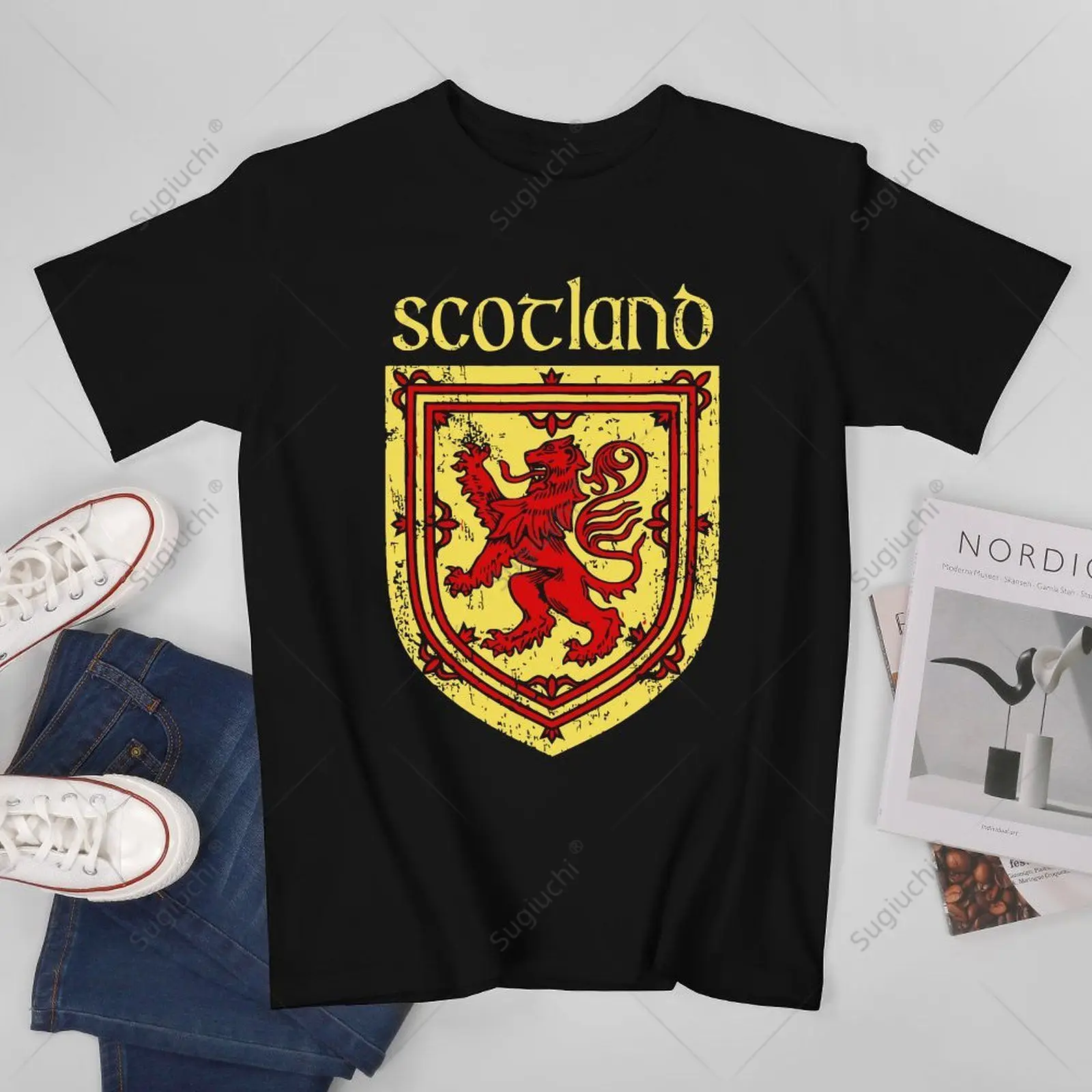 Unisex Men Scottish Rampant Lion Scotland Coat of Arms Tshirt Tees T Shirts Women Boys 100% Cotton T-Shirt