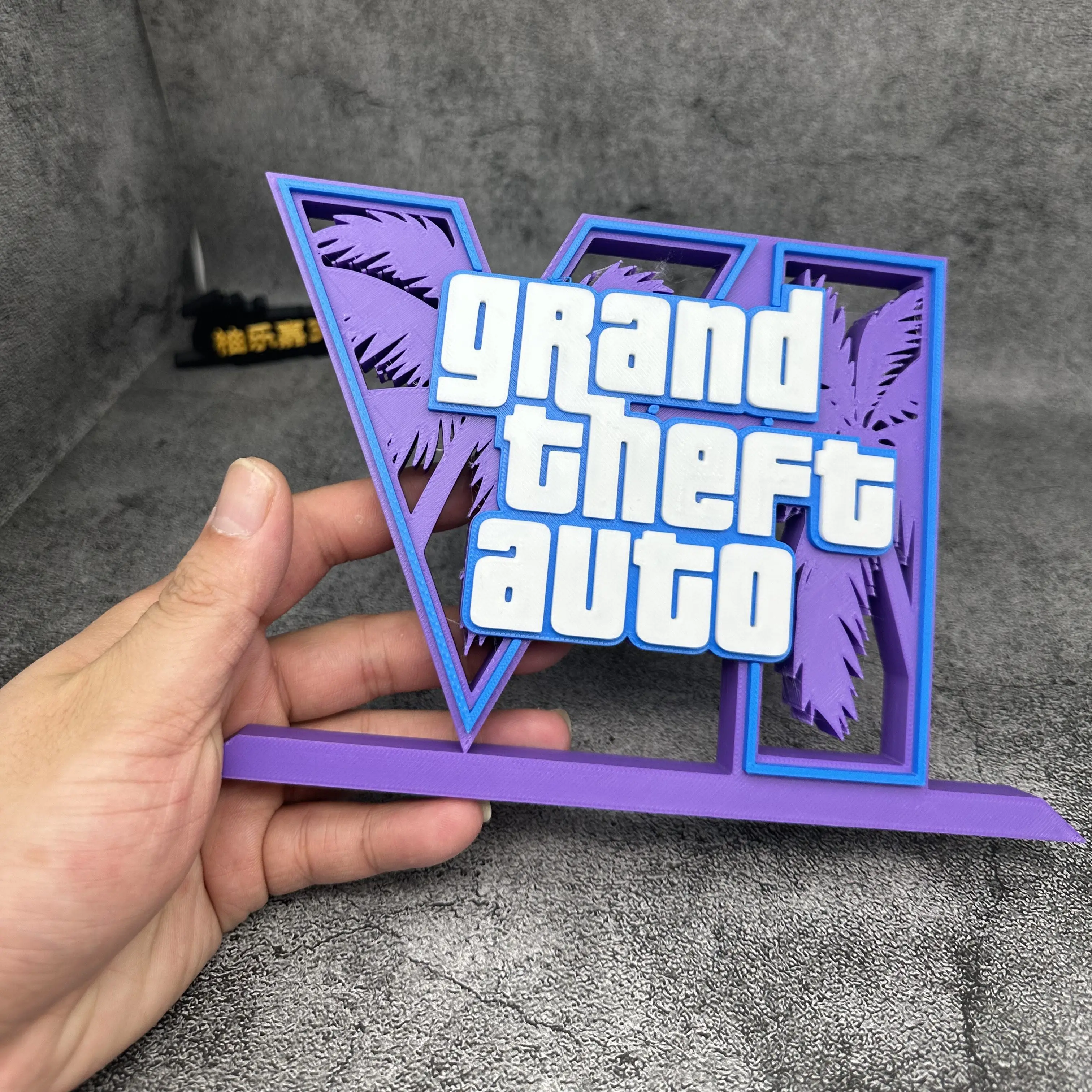 【在庫あり】gta6-スタチュー-フィギュア-ロゴスタンド-gtaシリーズ-ロゴ-ゲーム周辺機器-デスクトップオーナメント-コレクション-ギフト-おもちゃ