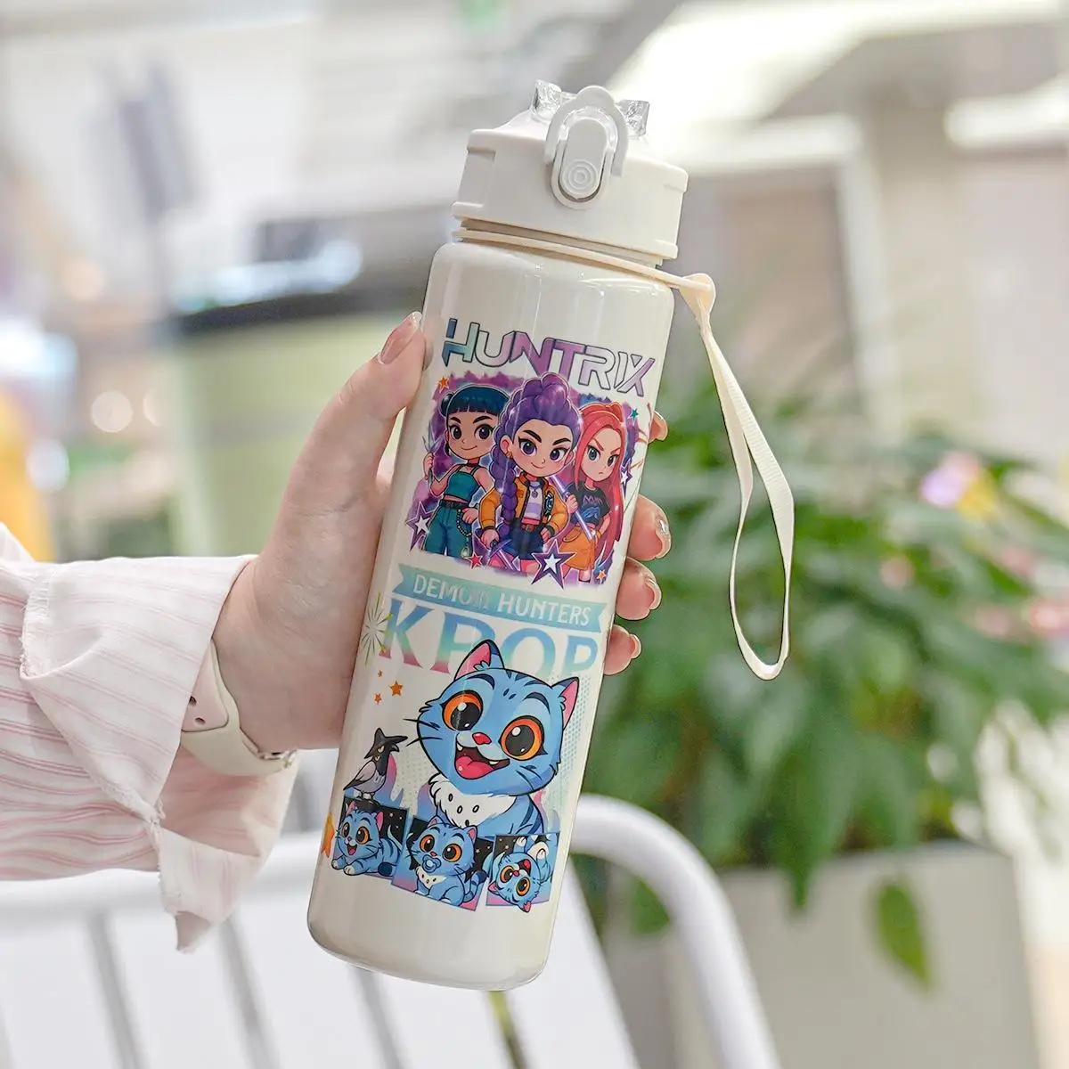 

New K-POP Demon Hunter Plastic Water Bottle Portable Kids Outdoor Straw Cup Cross Border Children Straw Cup