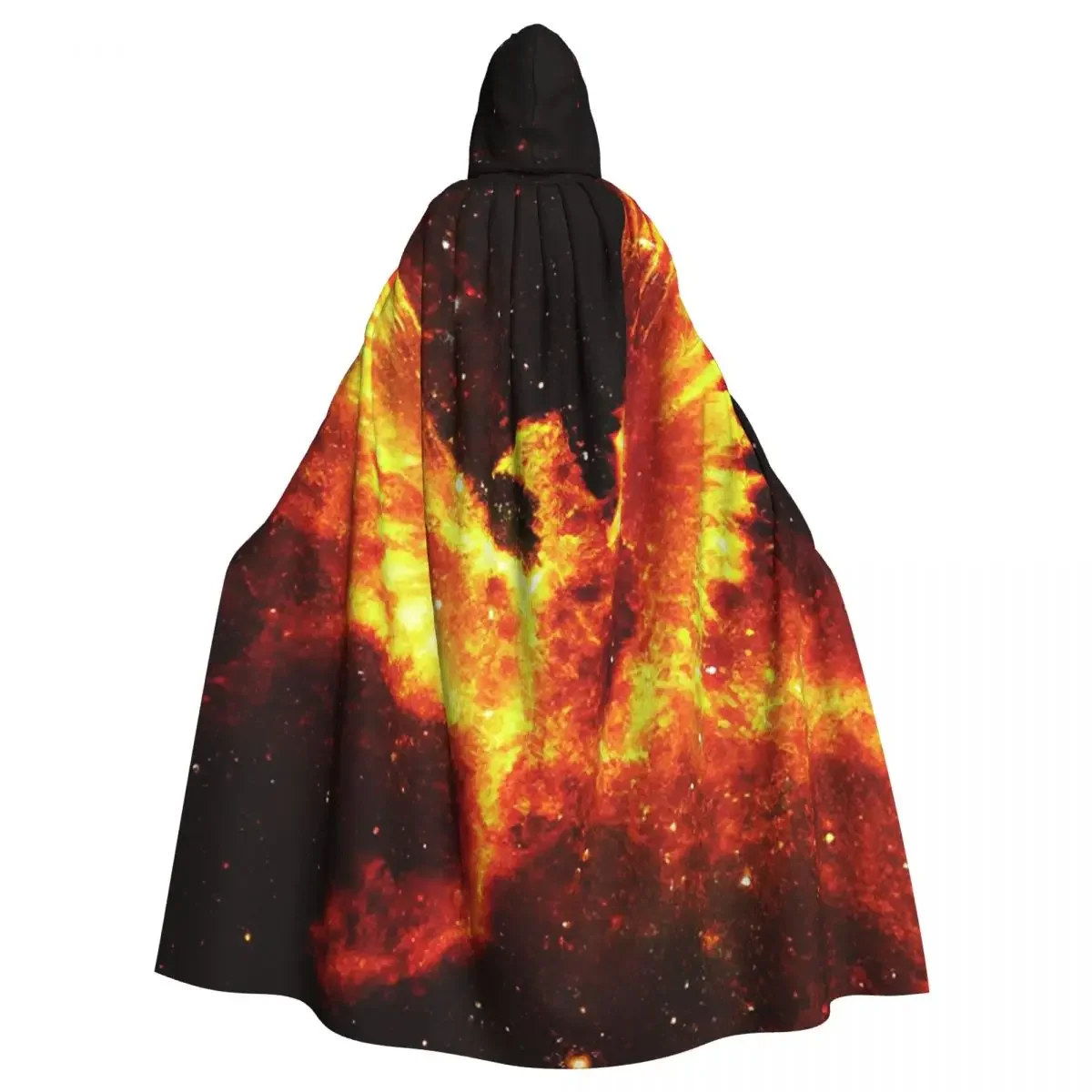 Flaming Phoenix In Space Long Hooded  Witch Medieval Costume Cosplay Cape HalloweenCoat Adult Unisex