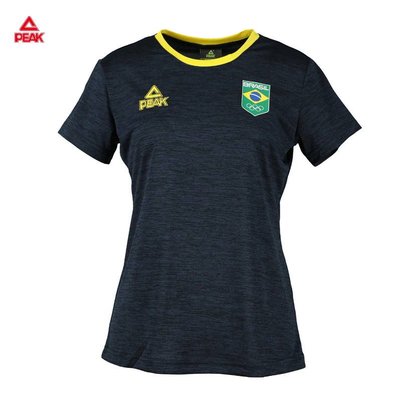 PEAK-Unisex Compressão Manga Curta T-Shirt, Corrida Esporte Camiseta, Ginásio de Fitness, Tops de Treino de Secagem Rápida, Novo, Original, 2024 Brasil Equipe