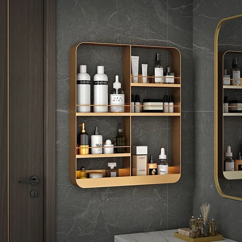 Italian Luxury Bathroom Shelves, 4-Layer Wall Shelf, Nordic Iron Cosmetics Organizer, Skincare Products Storage