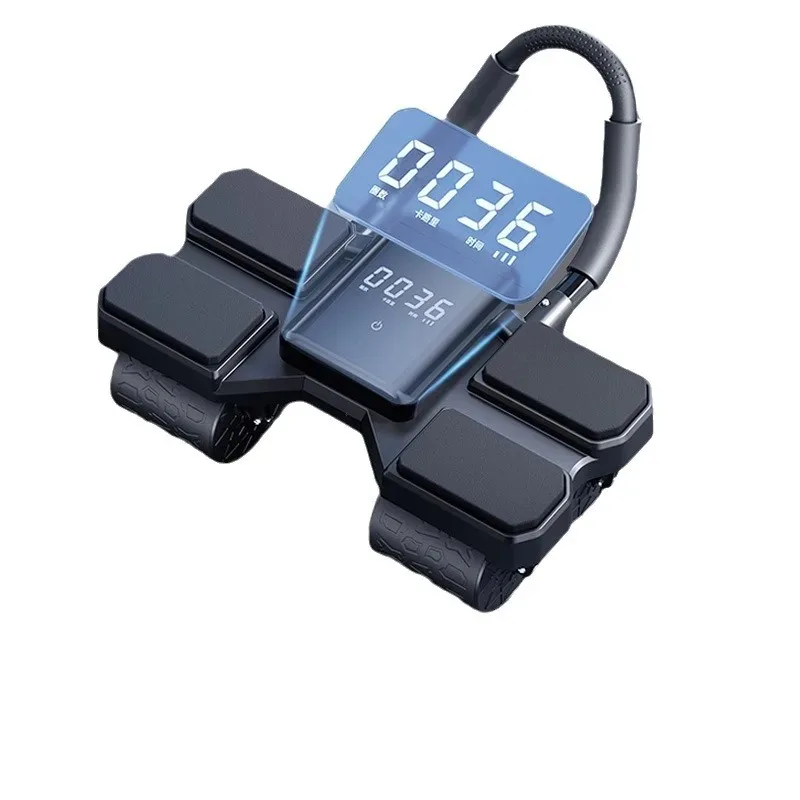 Four-wheel abdominal wheel automatic rebound abdominal muscle wheel LCD digital display curl belly men's and women's