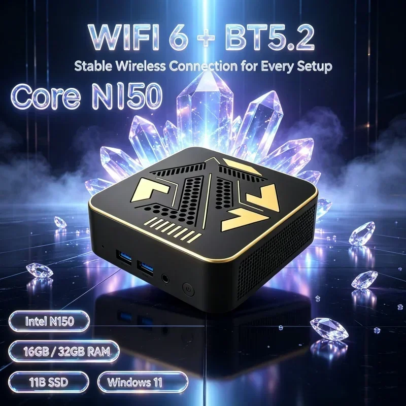 2026 Windows 11 Smooth Touch Pocket Sized Console Core N150 MINI PC 16GB RAM 1TB SSD WIFI 6 BT5.2 4K HD Mini Gaming
