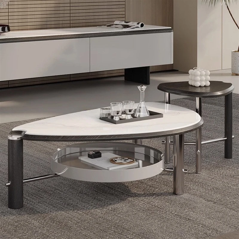 

Italian Minimalist Coffee Table Set Nordic Luxury Stainless Steel High-End Coffee Tables Living Room Center Home Furniture FYCT