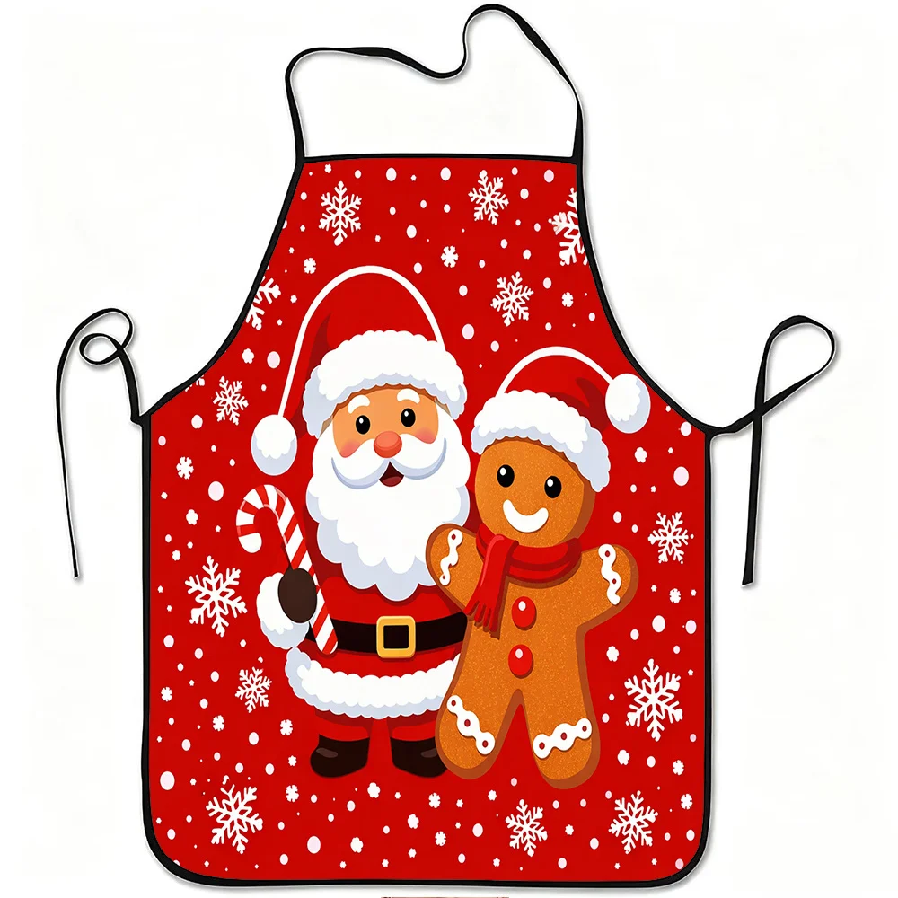 1pcs Adjustable Waistband Apron with Santa Gingerbread for Man Print - Durable Easy-Clean Polyester