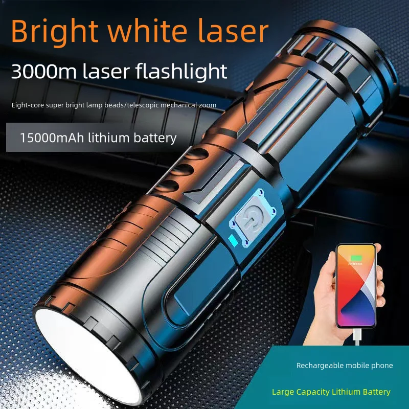 New High Power Laser Flashlight 3000M Super Bright Usb Rechargeable Torch 18650 Zoom Powerful Flash Light Hunting Lantern