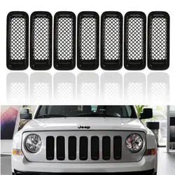 Front Bumper Racing Grille For Jeep Patriot 2011 2012 2013 2014 Bumper Insert Trims Ring Cover Vent Frame Garnish Surrounding