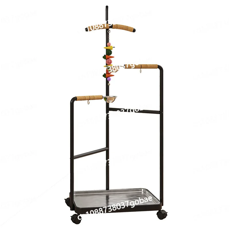 

Medium and large parrot bird stand wrought iron stainless steel drinking water feeding washable tray