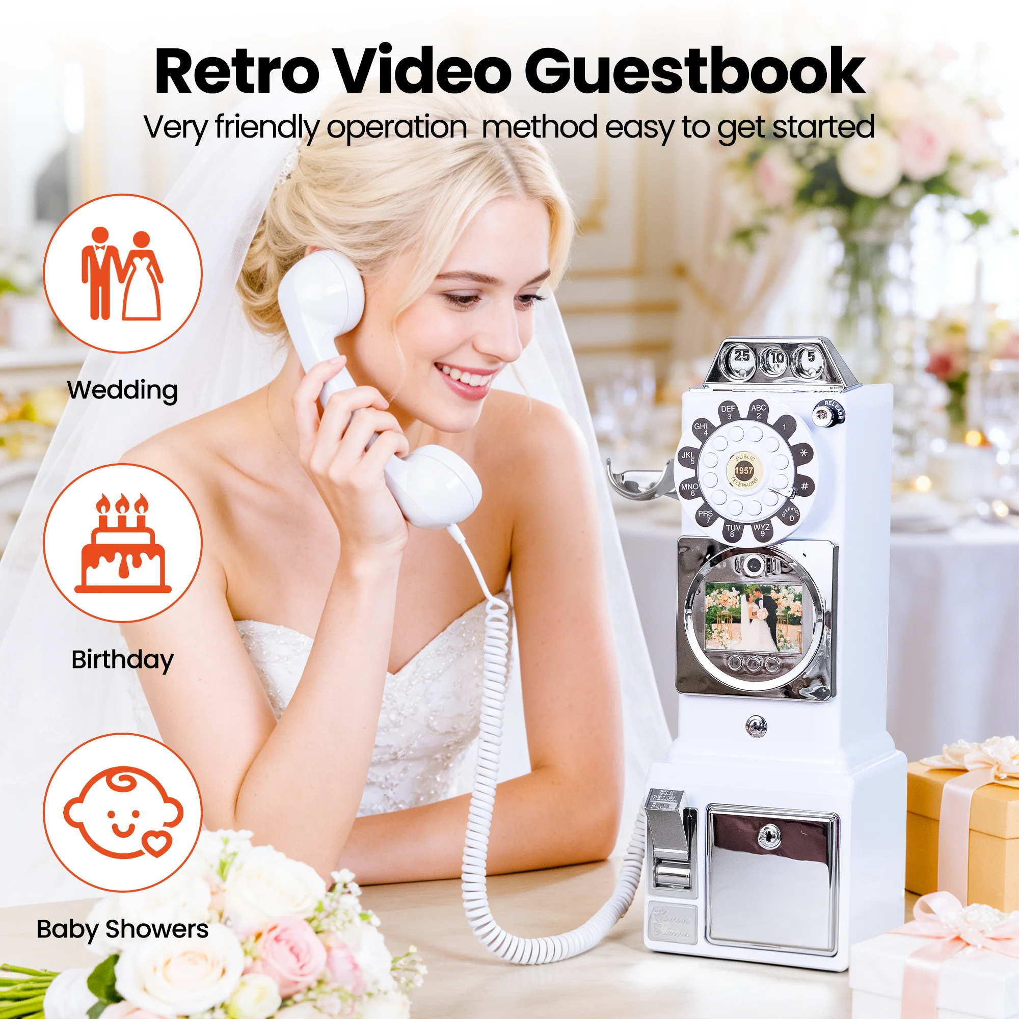 Video guestbook, record video and audio, 32GB memory, suitable for important occasions such as offices, weddings, parties, etc.