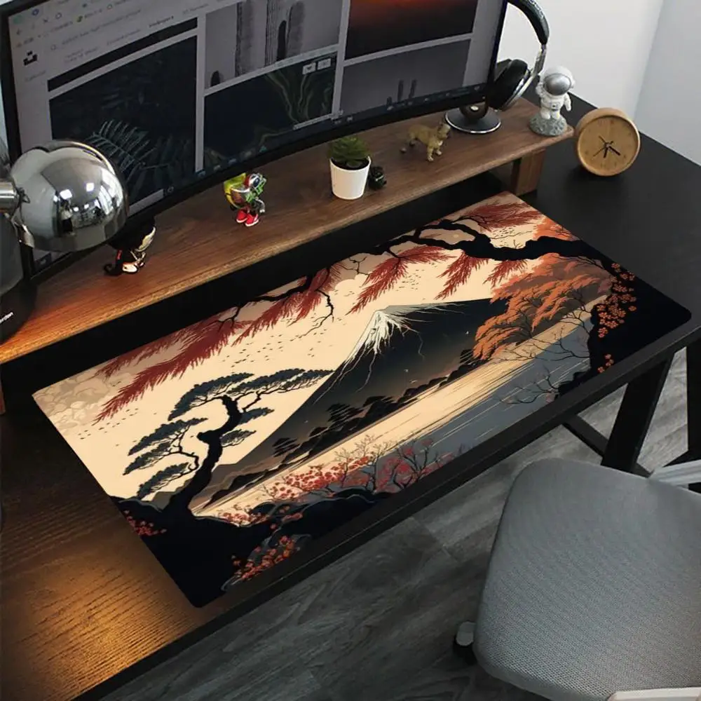 

Японский стиль укиё-э, осенний вид Mount Fuji, нескользящий моющийся коврик для мыши с резиновым дном