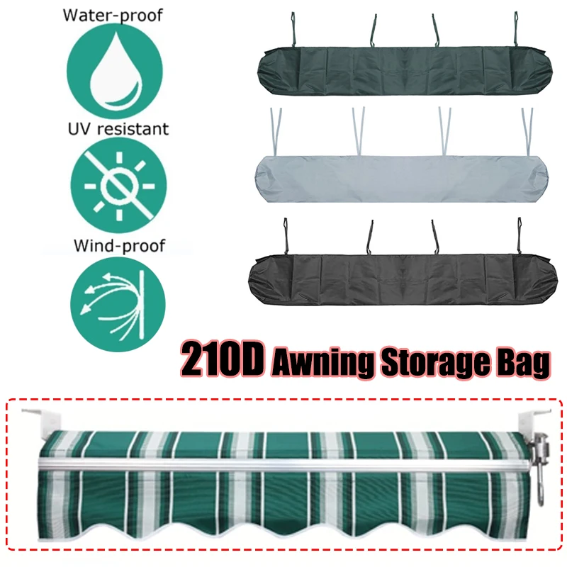 

Protective Cover for 6'-16' Wide Retractable Awnings Oxford 210D Weather Proof Fabric Rain Canopy Storage Bag Grey/Black/Green