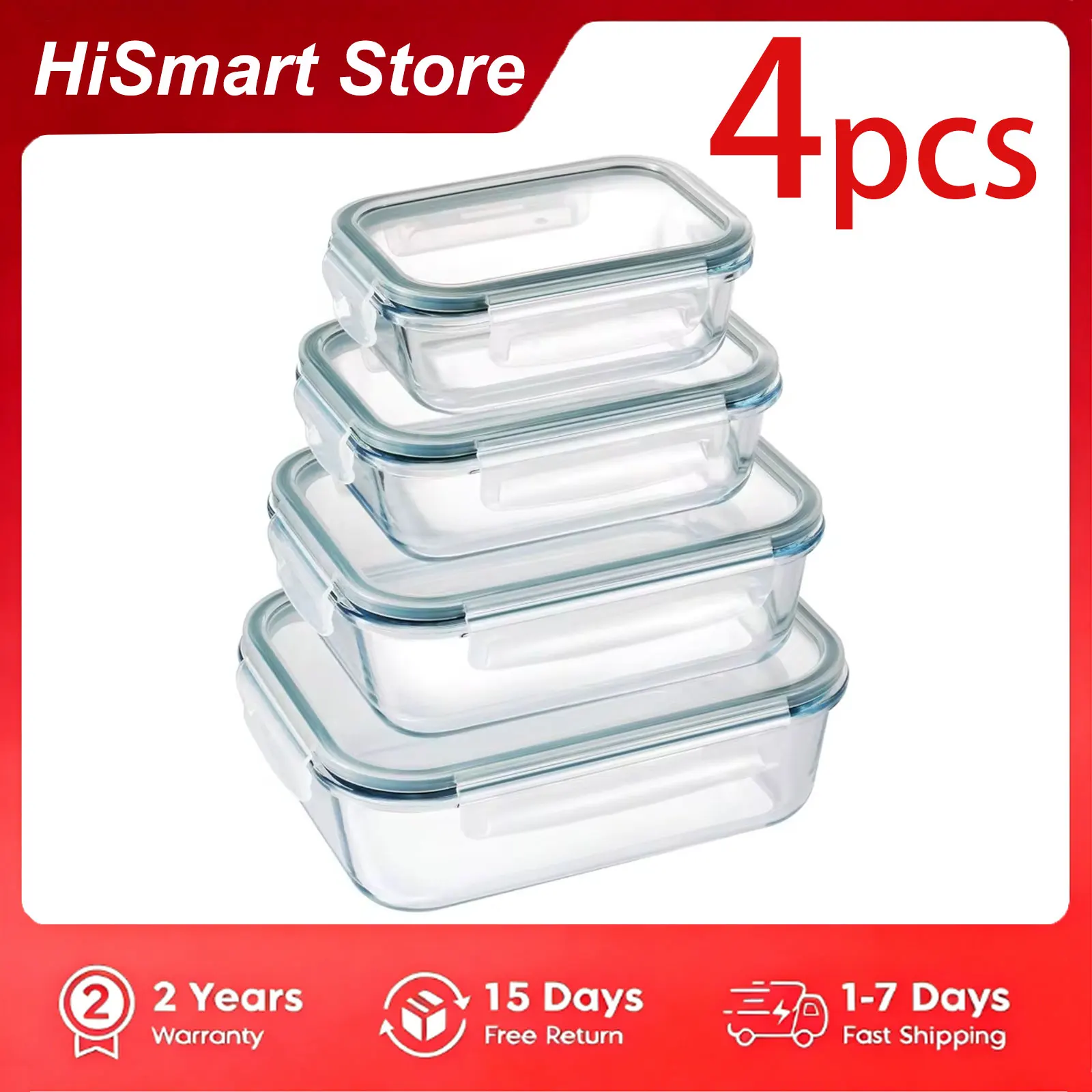 4 bols en verre borosilicate de haute qualité, récipients carrés en verre borosilicate, adaptés au four à micro-ondes, capacité de 200-370-640-1000 ml respectivement