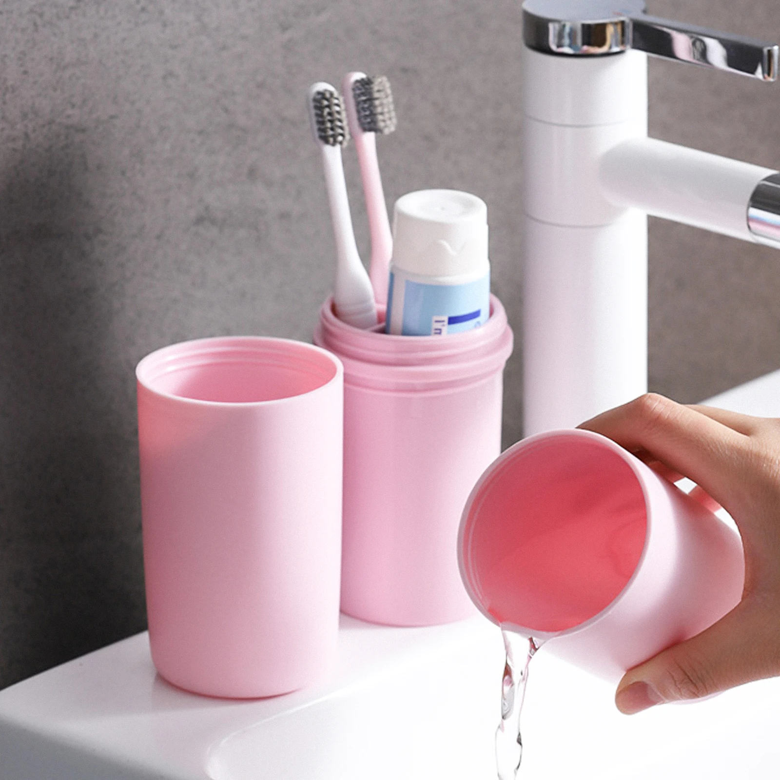 

2pcs Toothbrush Box Portable Travel Case Storage Holder PP Material Lightweight Compact Size For Oral Care Travel Box Mouthwash