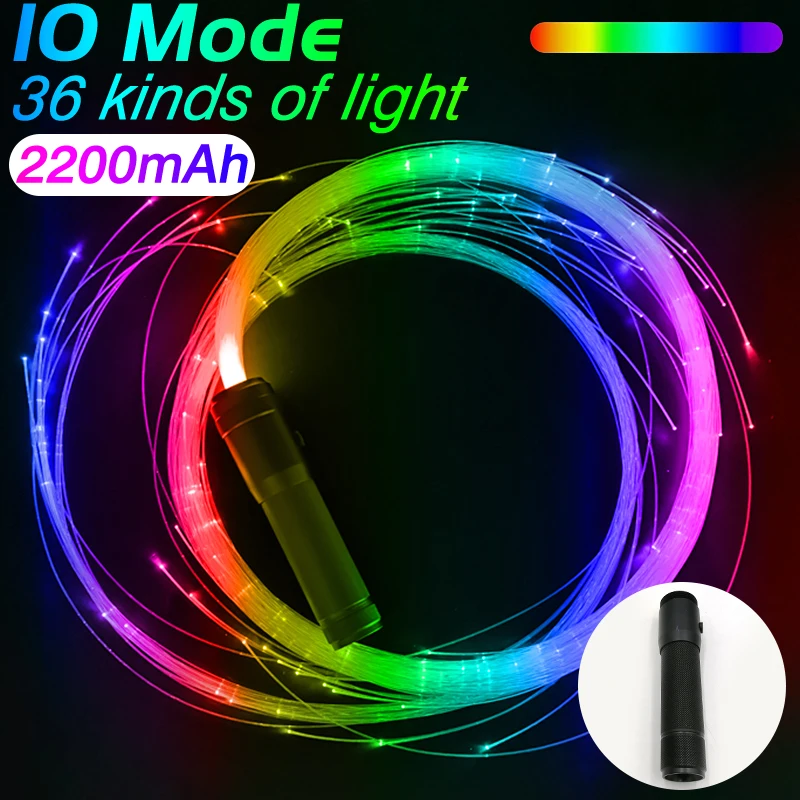 Led Dancing Fiber Optics Whip 360°Swivel Colorful Glowing Pixel Whip 36modes Rechargeable Light Whip Disco Light Party Festival