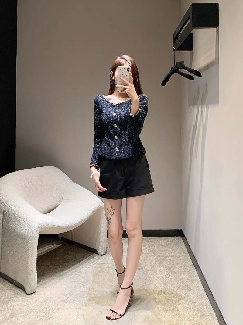 Small niche design women's outerwear fashionable socialite temperament slimming versatile chain round neck sweater top