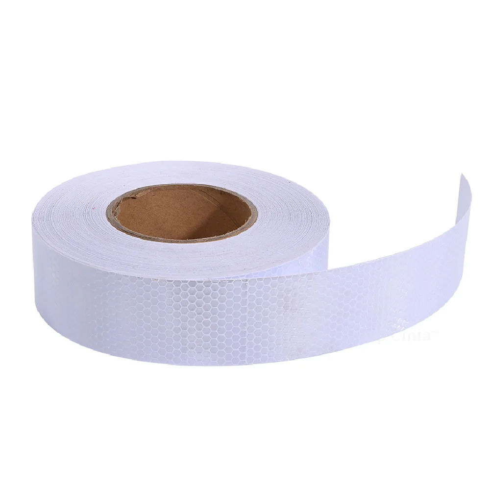 5CM Bright White Adhesive Reflective Tape Honeycomb Bike Reflector Tape Waterproof Road Safety Stickers For Bicycle Trucks 50M