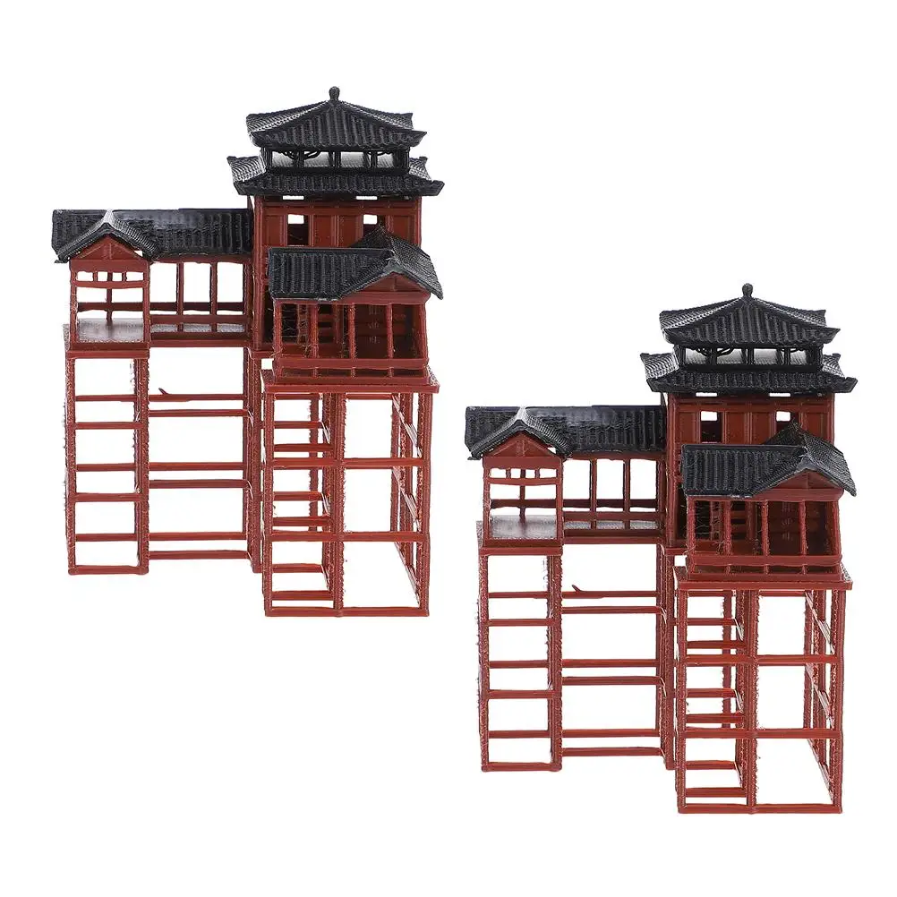 

2pcs Stone Model Resin Castle Decorations Brown Fish Tank Statues Aquarium Decor Set Japanese Garden Decor Chinese Building