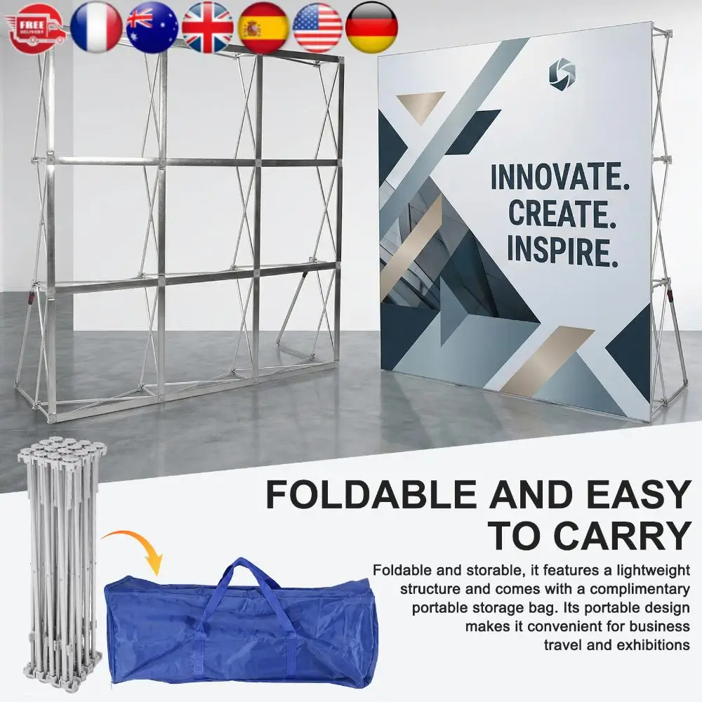

Pop Up Display Stand with Storage Bag & Cable Ties Tension Fabric Collapsible Stand Lightweight for Wedding Exhibition Events