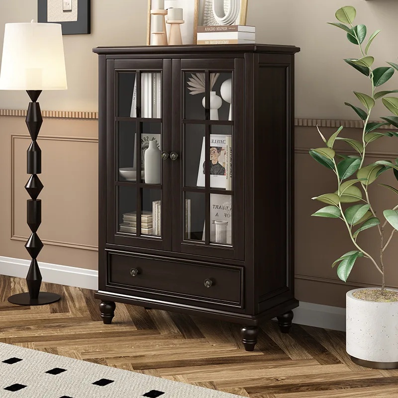 Wine cabinet pure solid wood small apartment