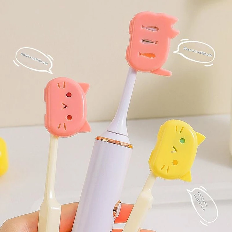 4Pcs Portable Plastic Cat Design Toothbrush Head Covers Travel Toothbrush Protector Cap for Home & Outdoor