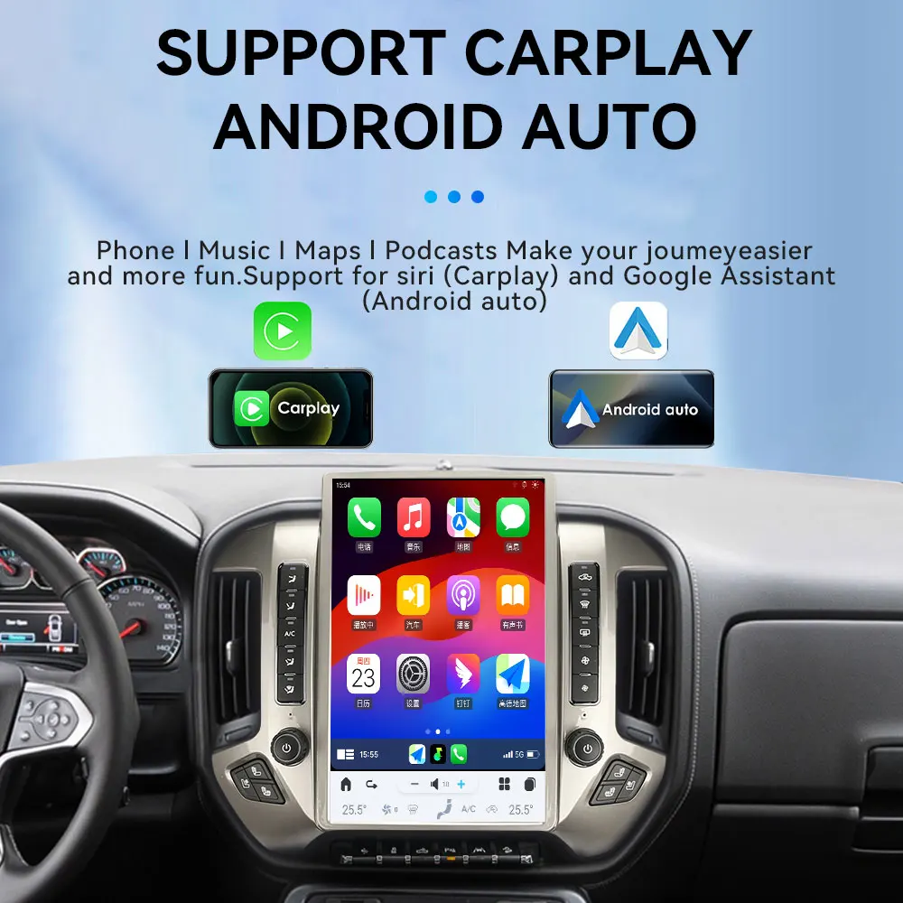 14.4 Carplay for Silverado GMC Tahoe 2014-2019 Android 13 Car Navigation Multimedia Player Head Unit Car Radio