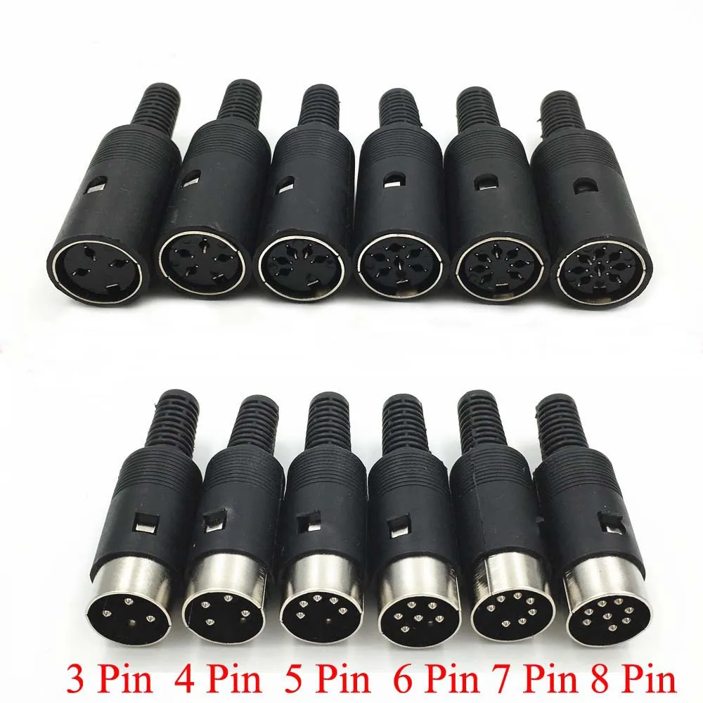 10 Uds 3 4 5 6 7 8 pines DIN macho/hembra conector de soldadura con mango de plástico 13mm adaptador DIY
