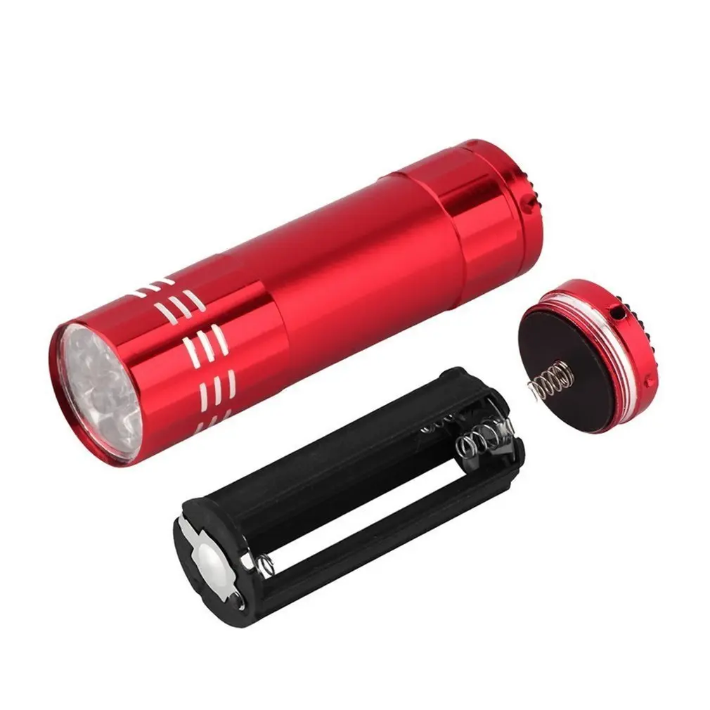 Mini UV ULTRA VIOLET 9 LED Flashlight Torch 4.5v Light Waterproof Aluminum Lamp Outdoor Portable Tactical Lighting Tool UV Lamp