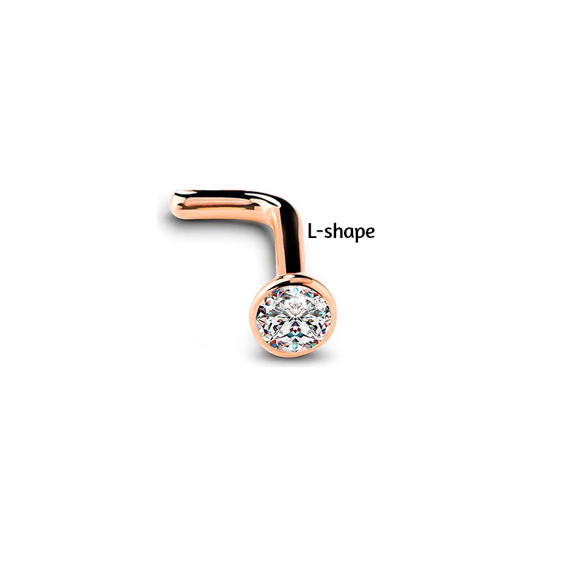 Piercing de circonia cúbica para la nariz, 2 piezas, 20g, 1,5/2/2.5/3mm, color oro rosa anodizado, joyería para la nariz - 1