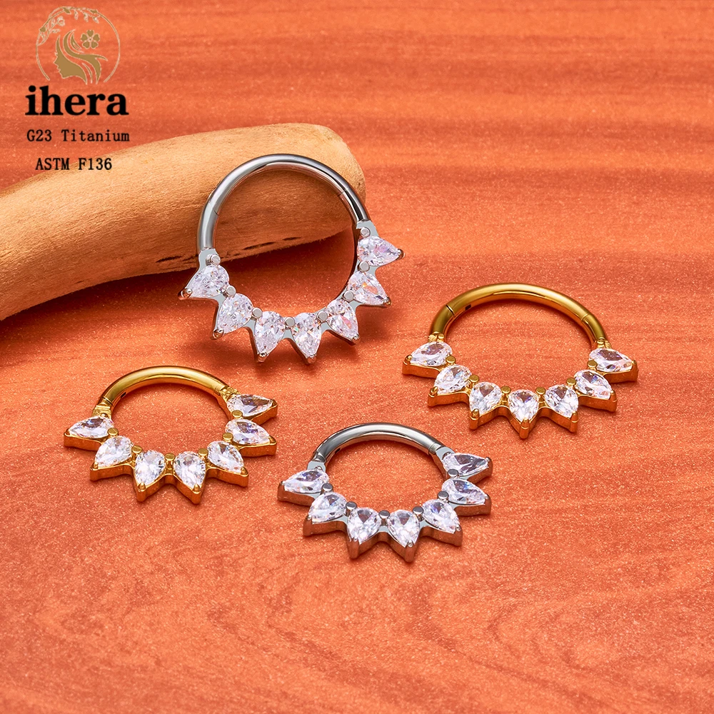 ASTM F136 Titan Birnenförmiger Zirkonia Nasenring 16G Klappbarer Clicker Segment Daith Ohrring Hoop Septum Knorpel Conch Helix Piercing Schmuck – Detail 28