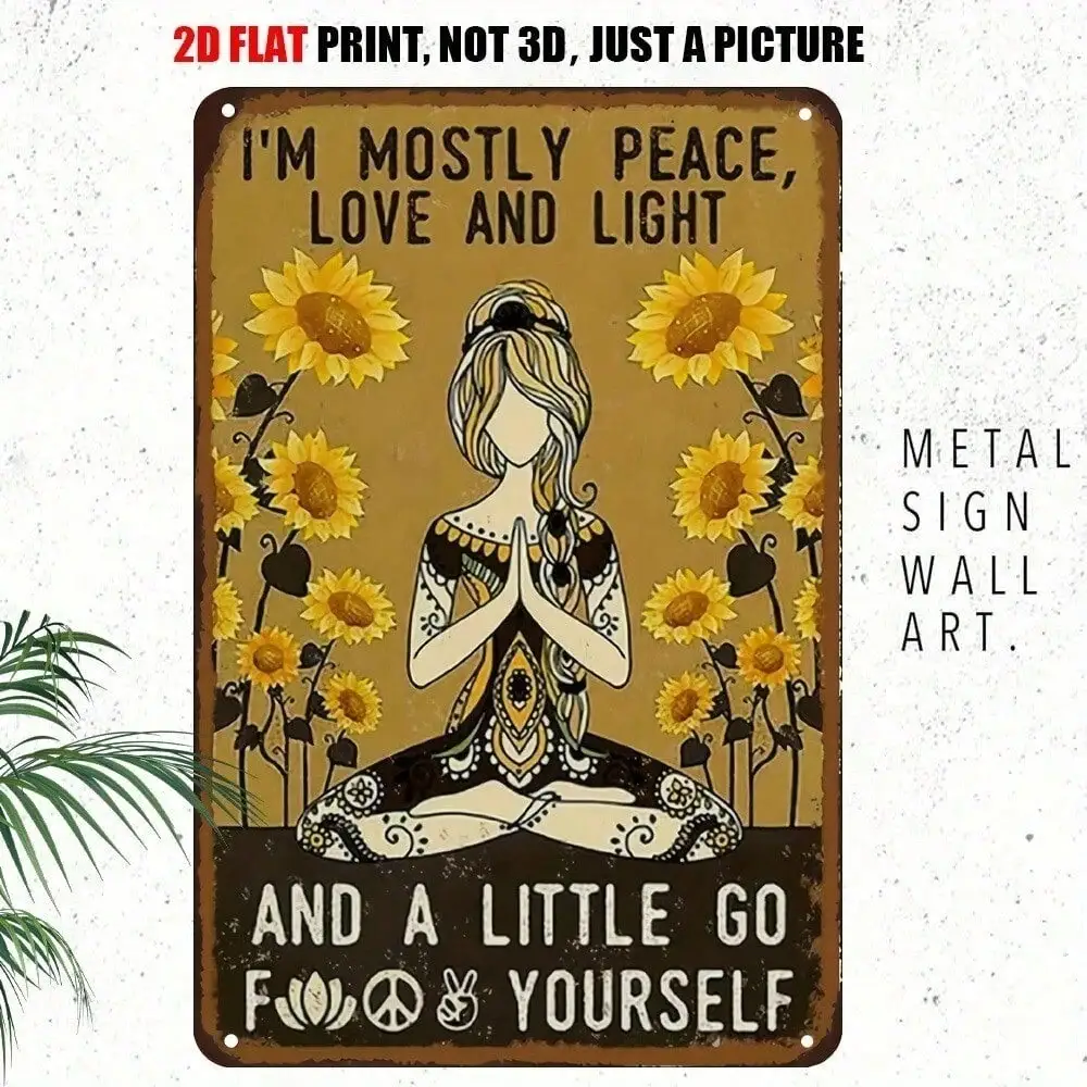 Moon Mate Hippie Tin Sign - Vintage Boho Wall Art for Home Decor, Yoga Room & Retro Peace Love Light Plaque