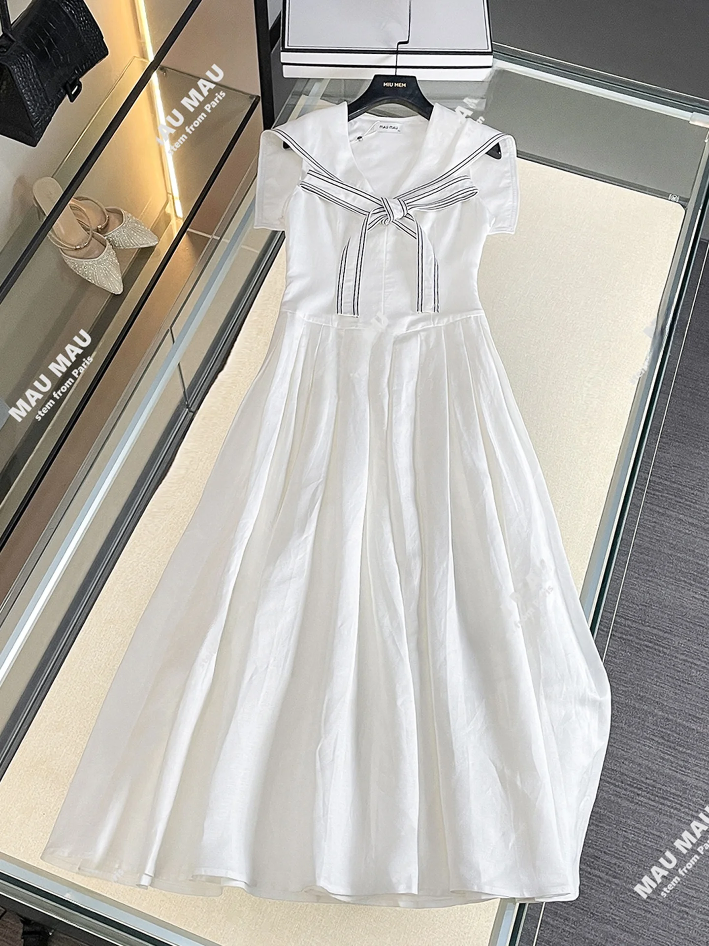 

Naval Collar Pleated Vest Dr Women's High Waist Simple Sle Spring Summer Autumn Commute Knot Long Skirt Dr