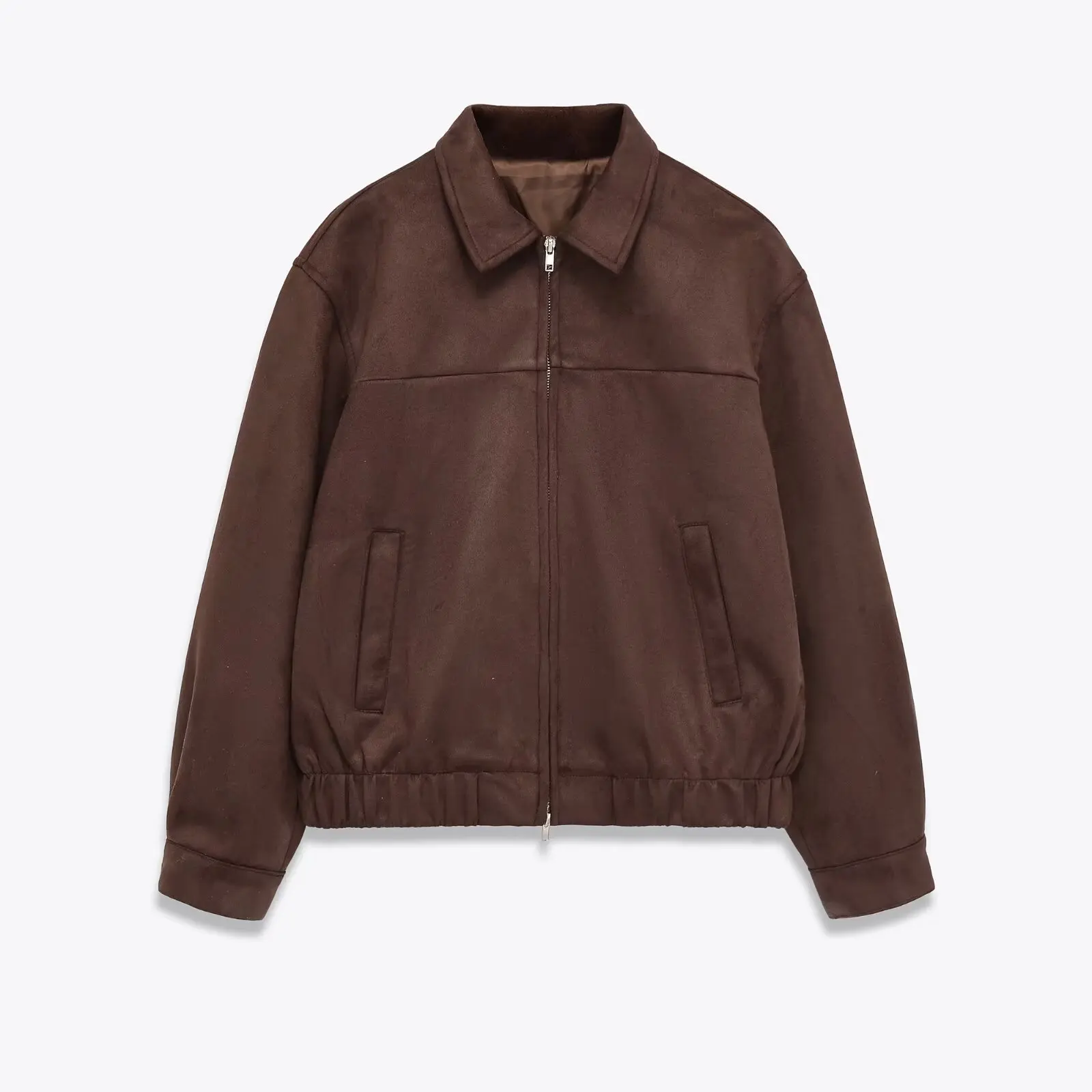 

Женская укороченная куртка в стиле ретро с лацканами, длинными рукавами, карманами на молнии, эластичным подолом, однотонное пальто для поездок на работу, зимний новый шикарный топ