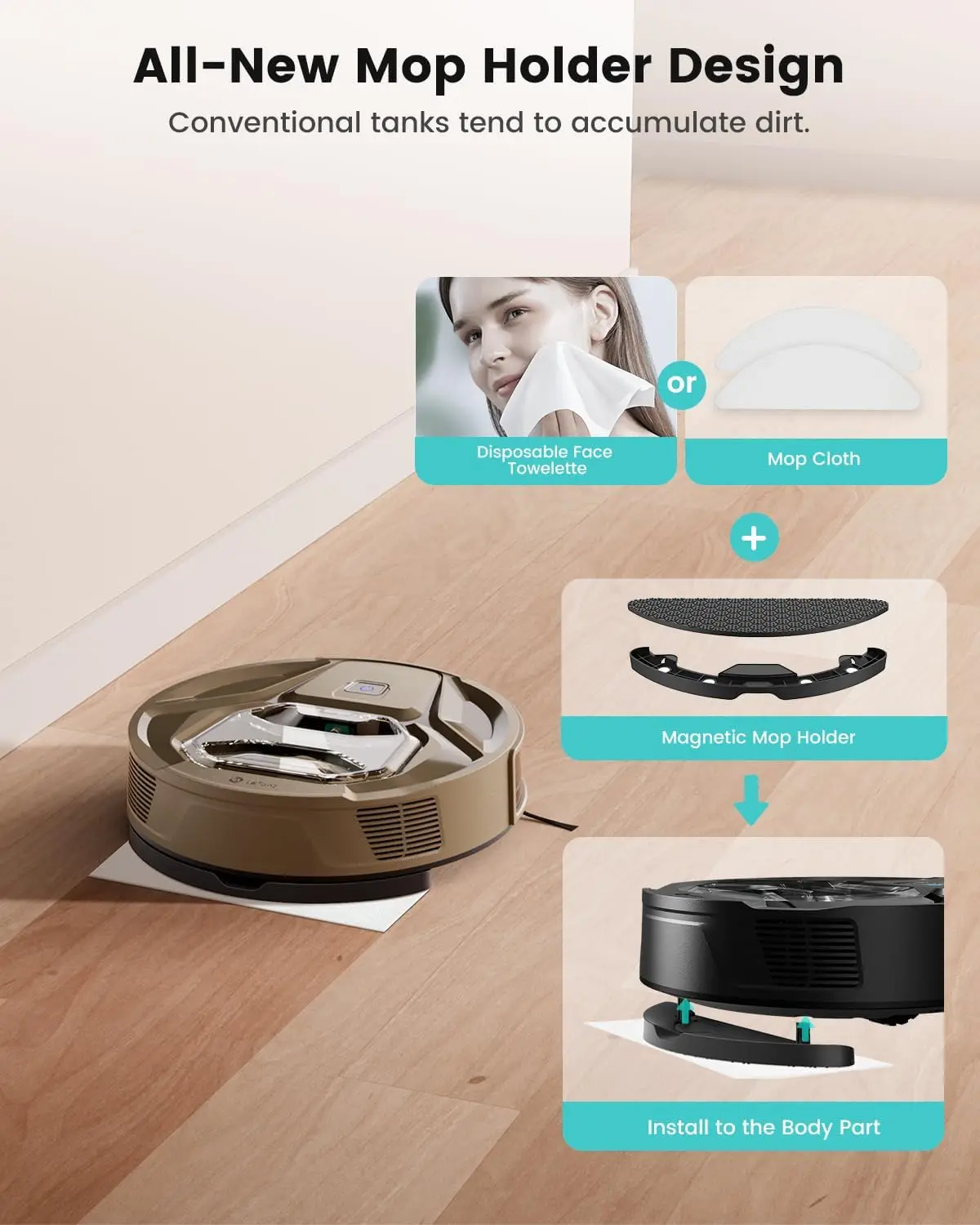 كشف السجاد، شفط 8000 باسكال، ضوضاء منخفضة، سلة مهملات مرئية 800 مل، وقت تشغيل 360 دقيقة، شحن ذاتي، مثالي للأرضيات الصلبة