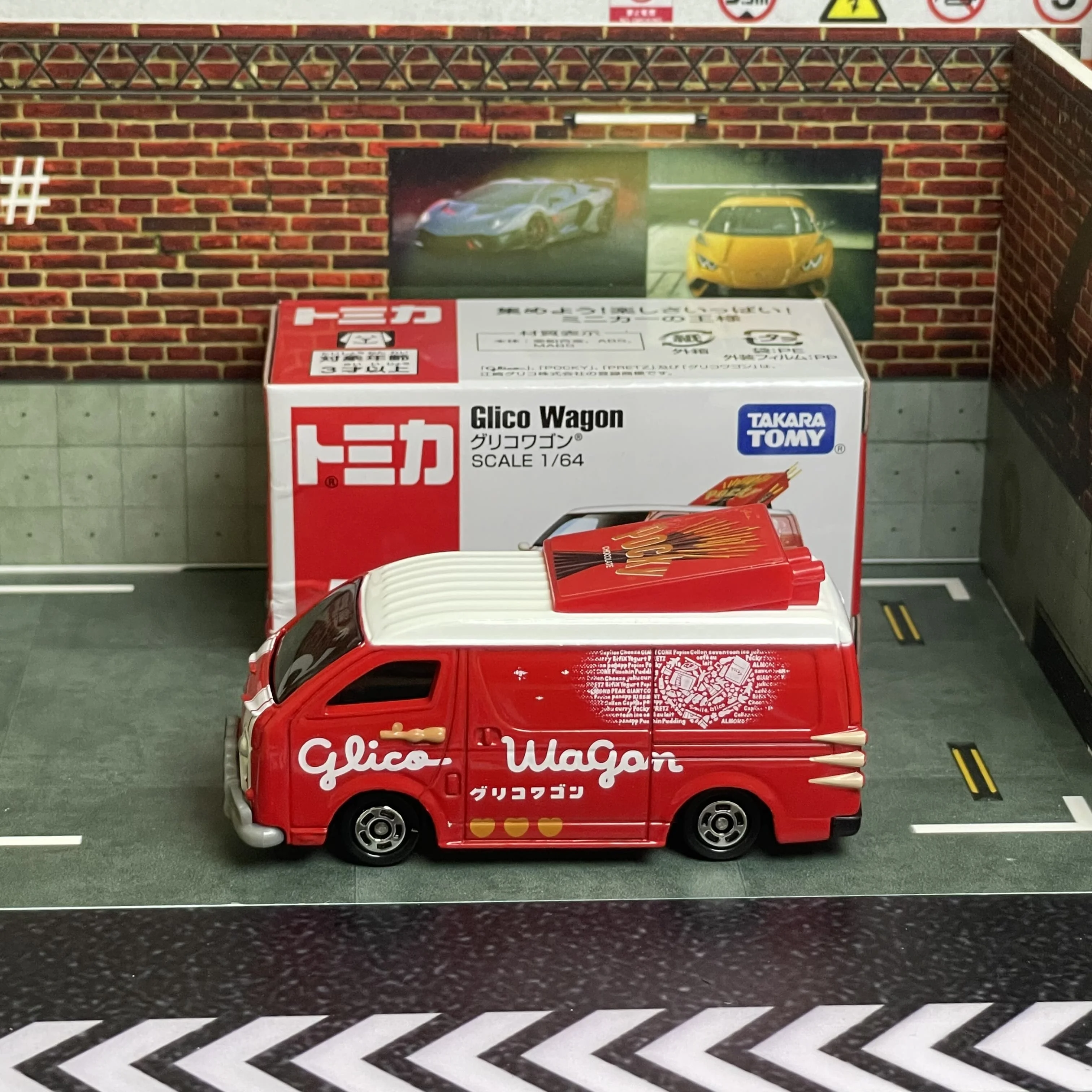 Takara Tomy Tomica nr 58 Glico Wagon Odlew Statyczny Samochód Ze Stopu Metalu Model Kolekcjonerski Ekspozycja Zabawka Prezent dla Chłopca