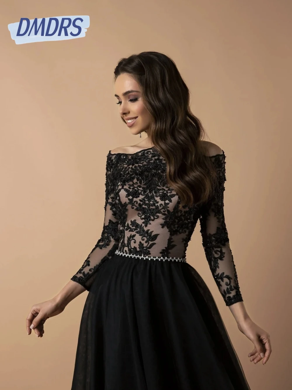 

Black Gothic A Line Evening Dress Vintage Lace Inspired Floor-length Prom Gown Of Mother Graceful Customized Plus Size Dresses