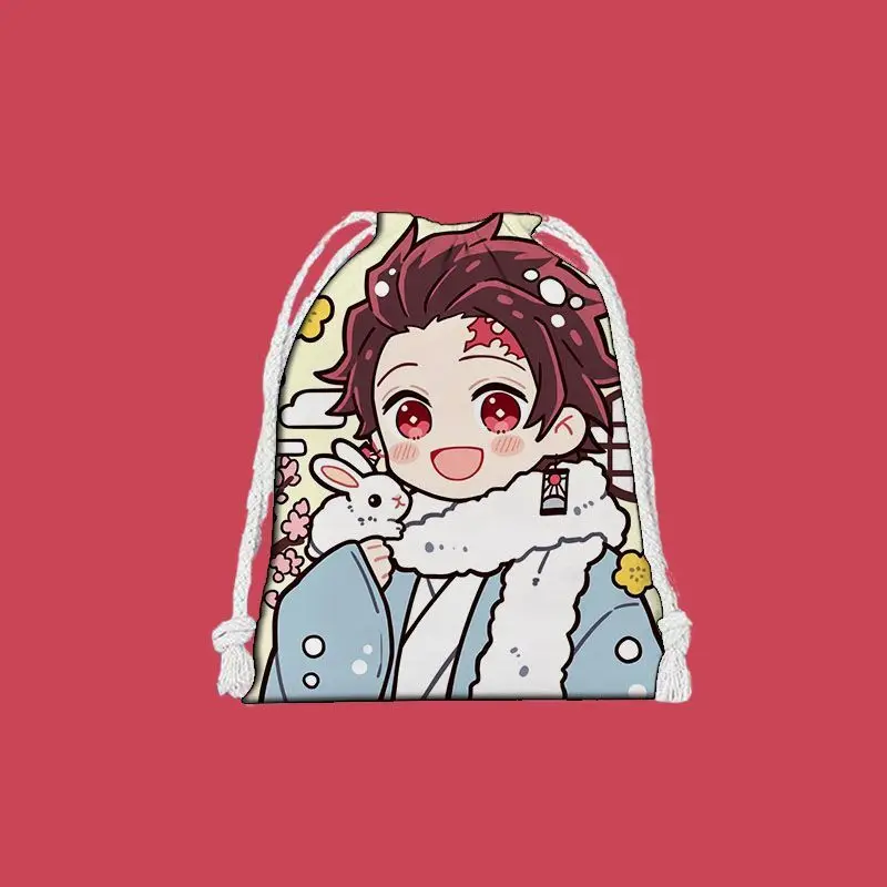 

Demon Slayer: Kimetsu No Yaiba Drawstring Bag Trend Durable Student Sundry Items Coin Purse Stationery Portable Storage Bag New