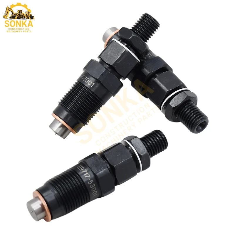 119717-53001 129931-53000 3 Pieces Fuel Injector for Yanmar Engine 3TNV76 4TNE92 for Komatsu Excavator PC20MR-2 PC22MR-3