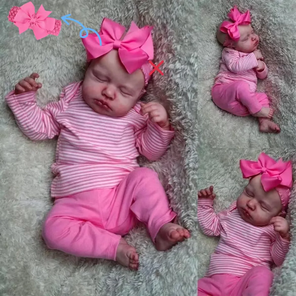 MRB 50CM Already Finished Reborn Baby LouLou Asleep Doll Lifelike 3D Skin Visible Veins Handmade Doll Christmas Gift For Girl