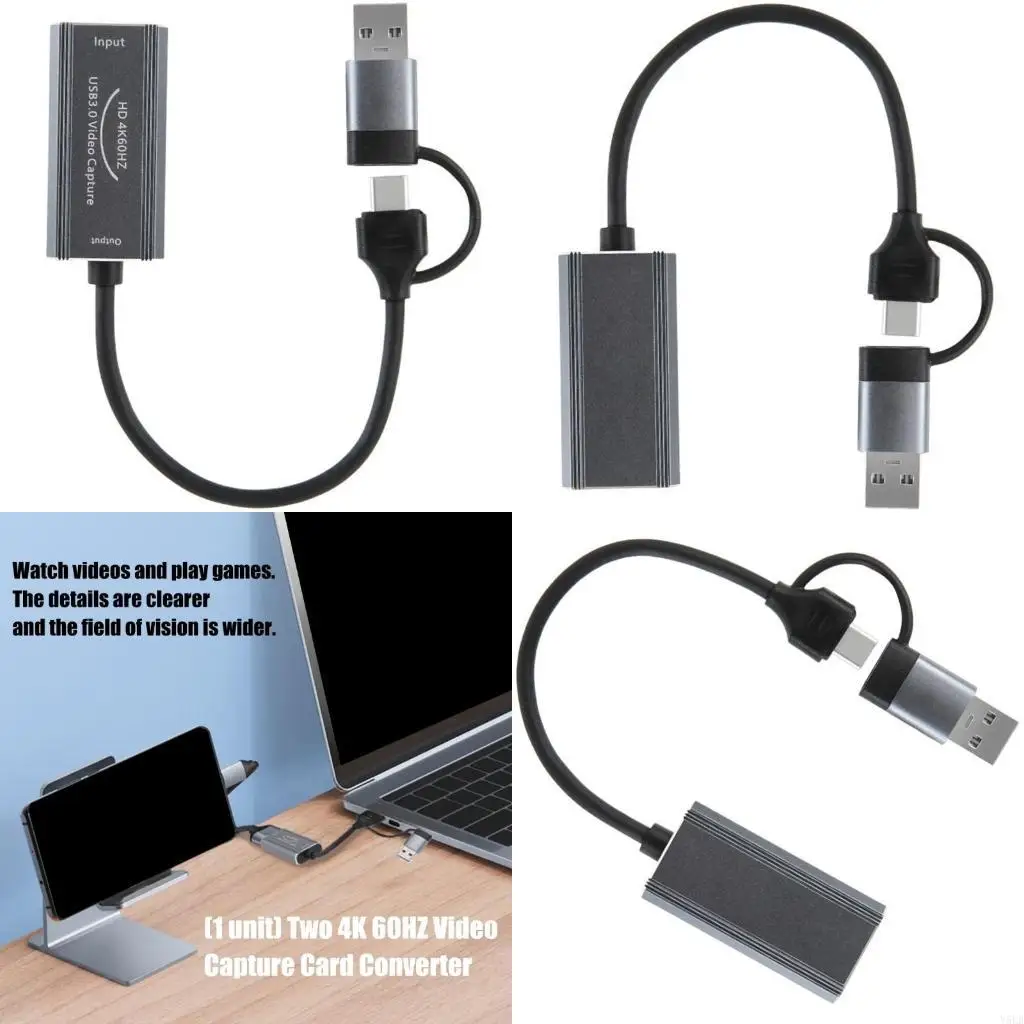 

Y5LB Video Card 4K HDTV to Type C+USB Card Video Grabber for Gaming