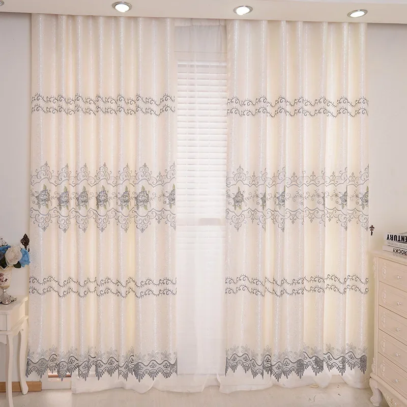 

Luxurious Romantic Curtains for Living Dining Room Bedroom Modern Simple Embroidered Balcony Window Drape Custom Size